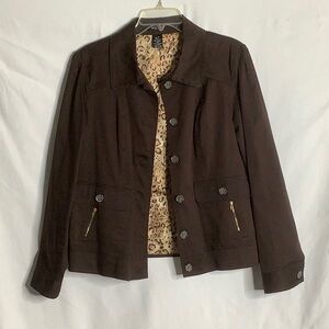 Autograph Brown Jacket with Leopard-Print Lining Size XL